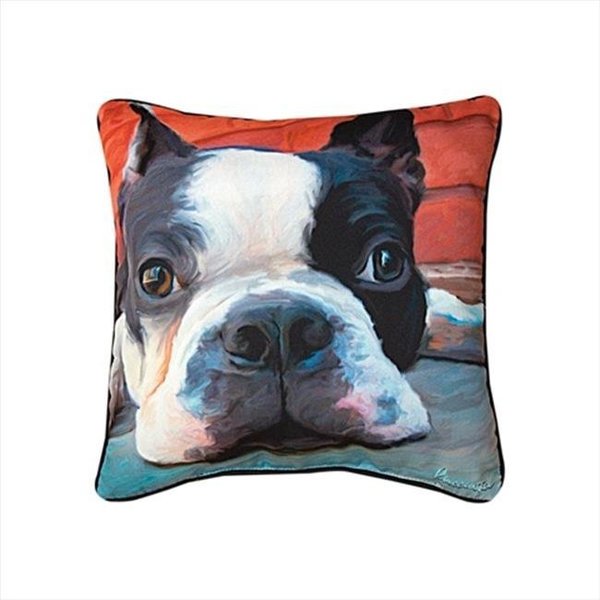 Manual Woodworkers & Weavers Manual Woodworkers and Weavers SLMXBT Paws And Whiskers Moxley Boston Terrier Printed Pillow 18 X 18 in. SLMXBT